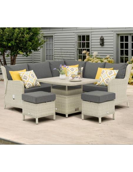 Bramblecrest Chedworth Dove Grey Reclining Mini Sofa with Table & Stools