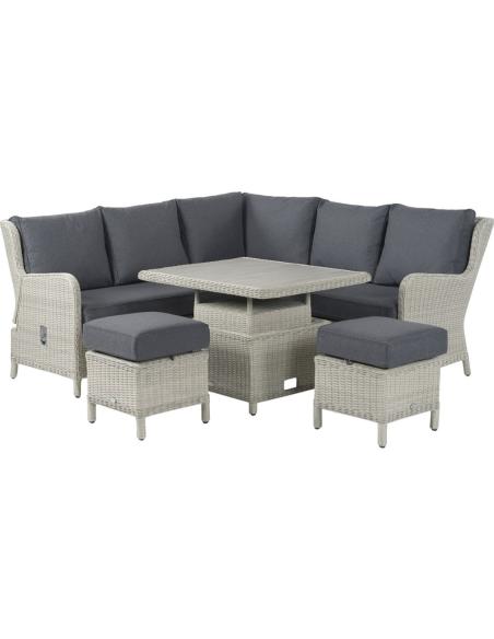 Bramblecrest Chedworth Dove Grey Reclining Mini Sofa with Table & Stools