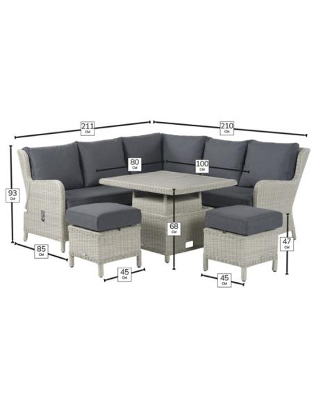Bramblecrest Chedworth Dove Grey Reclining Mini Sofa with Table & Stools