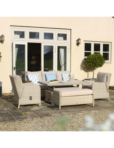 Bramblecrest Chedworth Sandstone Rectangle Adjustable Casual Dining Table