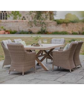 Bramblecrest Fairford 6 Seat Dining Set with Woven Armchairs