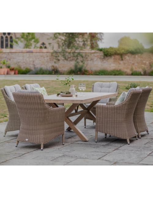 Bramblecrest Fairford 6 Seat Dining Set with Woven Armchairs