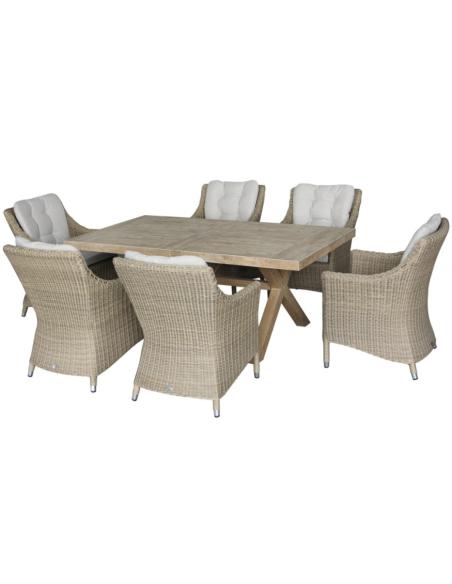Bramblecrest Fairford 6 Seat Dining Set with Woven Armchairs