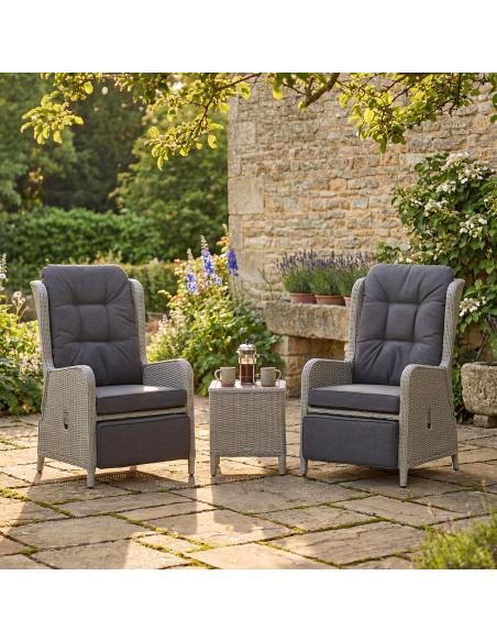 Bramblecrest Chedworth Dove Grey Deluxe Recliner Set with Integral Footstools