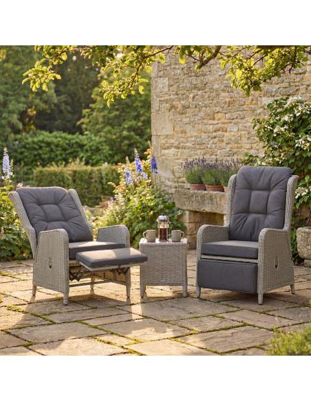 Bramblecrest Chedworth Dove Grey Deluxe Recliner Set with Integral Footstools
