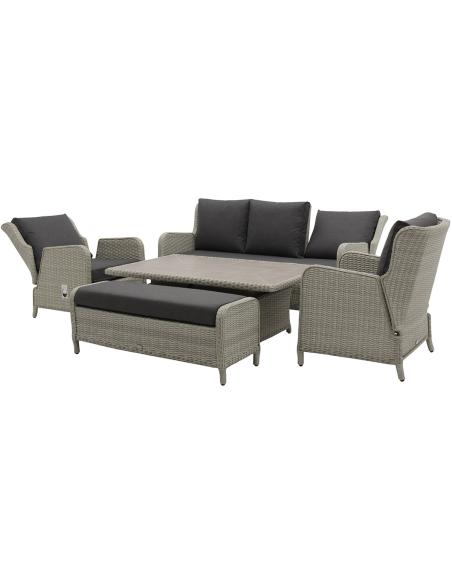 Bramblecrest Chedworth Dove Grey 3 Seat Reclining Sofa Set with Piston Table