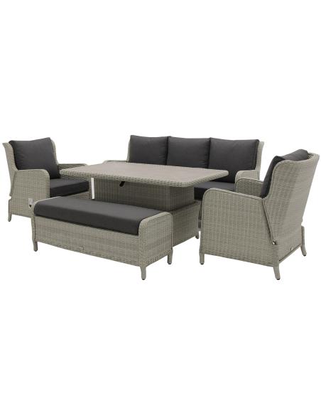 Bramblecrest Chedworth Dove Grey 3 Seat Reclining Sofa Set with Piston Table