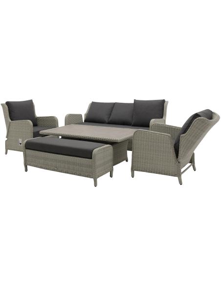Bramblecrest Chedworth Dove Grey 3 Seat Reclining Sofa Set with Piston Table