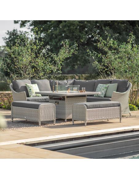 Bramblecrest Monterey Dove Grey Casual Dining Set with Square Fire Pit Table