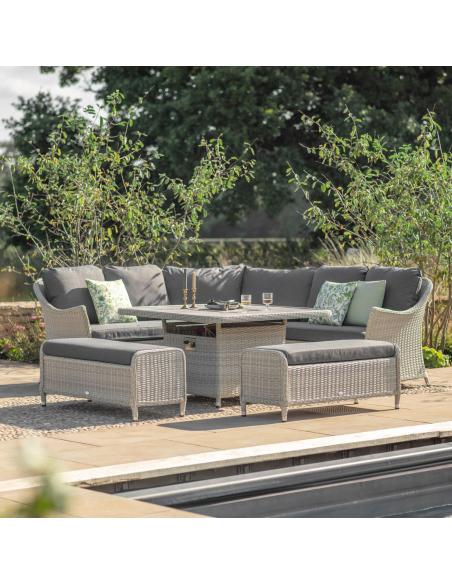 Bramblecrest Monterey Dove Grey Casual Dining Set with Square Fire Pit Table