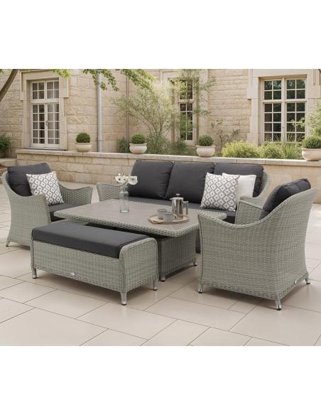 Bramblecrest Monterey Dove Grey 3 Seater Sofa Set with Piston table