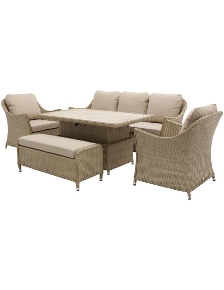 Bramblecrest Monterey Sandstone 3 Seat Sofa Set with Piston Table