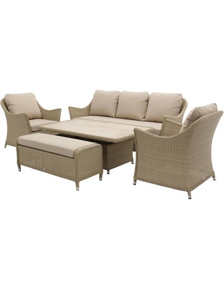 Bramblecrest Monterey Sandstone 3 Seat Sofa Set with Piston Table