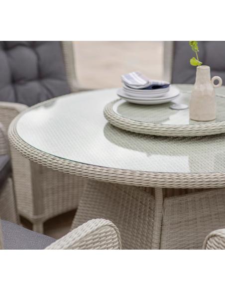 Bramblecrest Chedworth Dove Grey 6 Seater Dining Set with Lazy Susan and Parasol