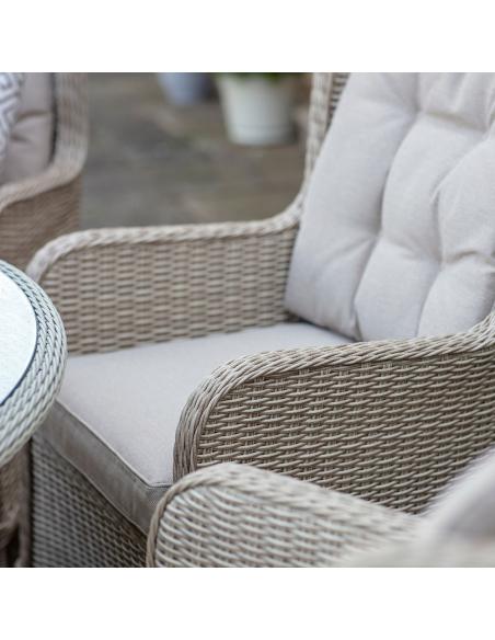 Bramblecrest Chedworth Sandstone 6 Seater Dining Set with Lazy Susan & Parasol