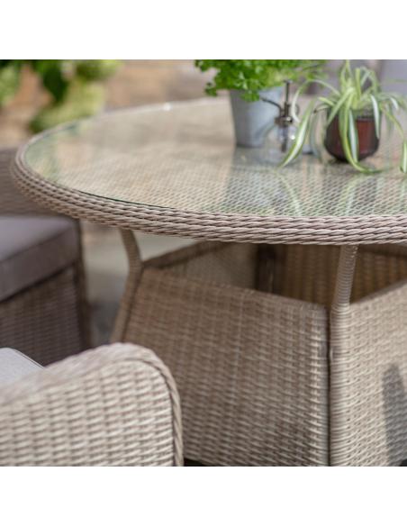 Bramblecrest Chedworth Sandstone 4 Seater Dining Set with Parasol