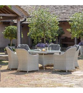 Bramblecrest Monterey Dove Grey 6 Seater Elliptical Dining Set