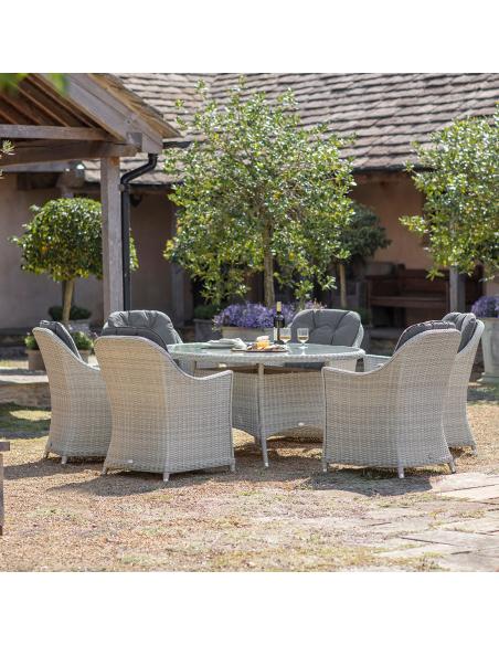Bramblecrest Monterey Dove Grey 6 Seater Elliptical Dining Set
