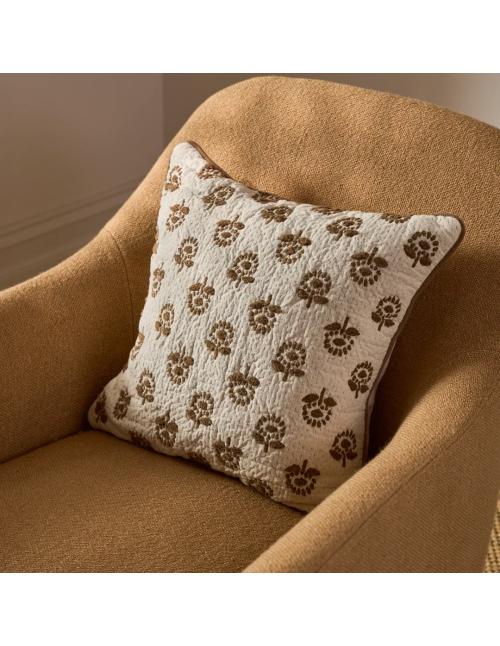 Neptune Margot Embroidered Scatter Cushion, Saddle
