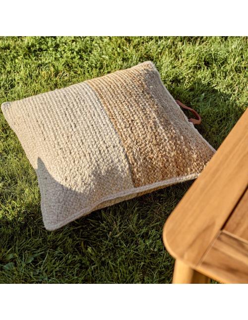 Neptune Orissa Woven Jute Floor Cushion, Natural