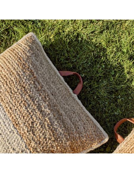 Neptune Orissa Woven Jute Floor Cushion, Natural