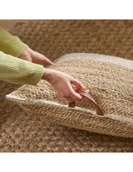 Neptune Orissa Woven Jute Floor Cushion, Natural
