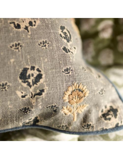 Neptune Clover Embroidered Scatter Cushion, Navy
