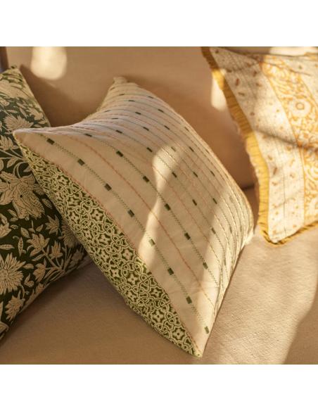 Neptune Frida Square Embroidered Scatter Cushion, Green