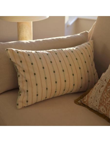 Neptune Frida Embroidered Bolster Cushion, Green