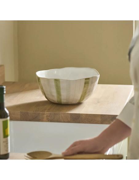 Neptune Hollywell Serving Bowl, Green Stripe