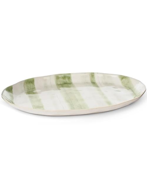 Neptune Hollywell Round Platter, Green Stripe