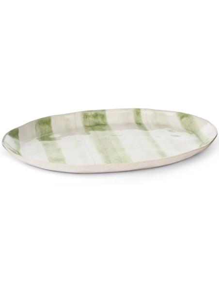 Neptune Hollywell Round Platter, Green Stripe