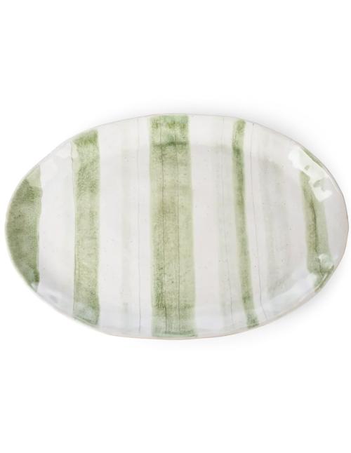 Neptune Hollywell Round Platter, Green Stripe