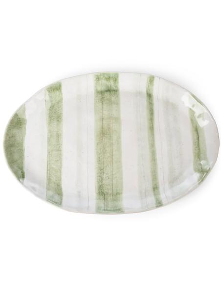 Neptune Hollywell Round Platter, Green Stripe