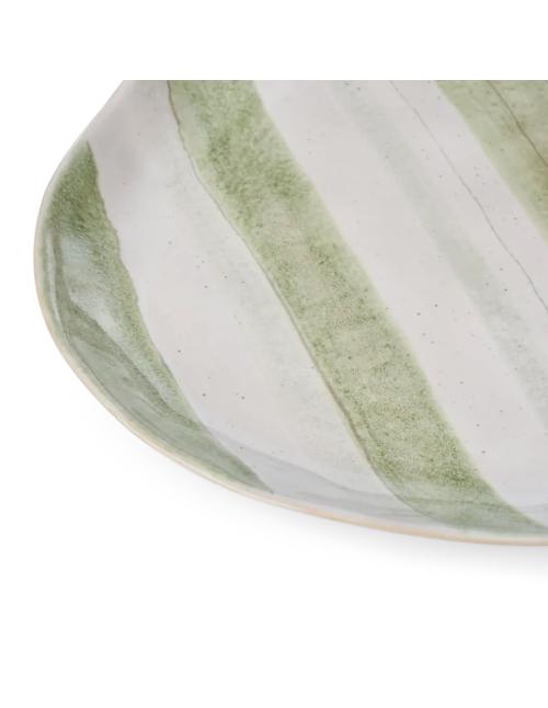 Neptune Hollywell Round Platter, Green Stripe