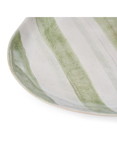 Neptune Hollywell Round Platter, Green Stripe