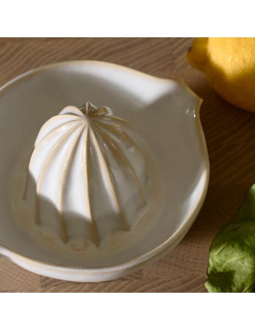 Neptune Bramley Stoneware Lemon Squeezer, White