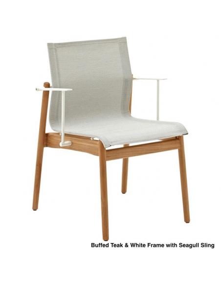 Gloster Sway Teak Stacking Armchair - White/Seagull