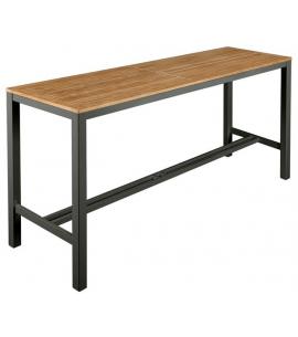 Barlow Tyrie Aura 200cm Rectangular High Dining Table - Graphite Frame with Teak Top