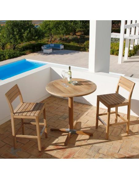 Barlow Tyrie Bermuda 90cm Round Teak High Dining Table