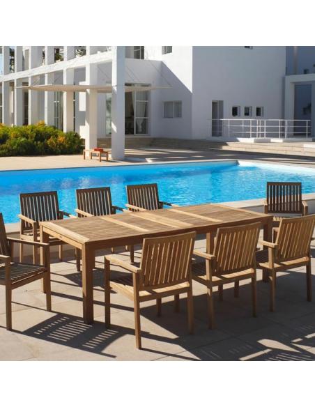 Barlow Tyrie Linear 230cm Rectangular Extending Teak Dining Table