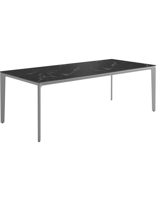 Gloster Carver 220 x 100cm Rectangular Table – White Frame with Nero Ceramic Top
