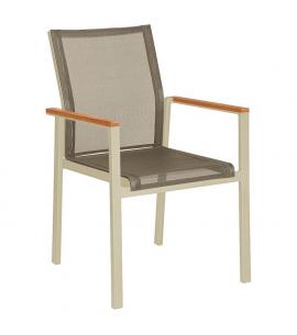 Barlow Tyrie Aura Stacking Armchair - Champagne Frame with Titanium Sling