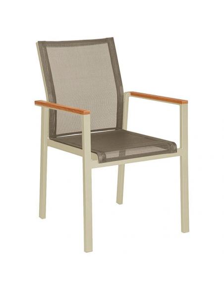 Barlow Tyrie Aura Stacking Armchair - Champagne Frame with Titanium Sling