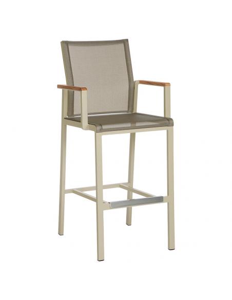 Barlow Tyrie Aura High Dining Carver Chair – Champagne Frame with Titanium Sling