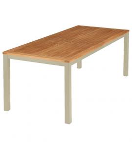 Barlow Tyrie Aura 200cm Rectangular Table - Champagne Frame with Teak Top